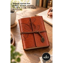 Yenilig 4 Adet Yaprak Desenli Retro Deri Defter – Vintage Ajanda Not Defteri, Günlük Journal, 15 cm x 11 Cm, 176 Sayfa