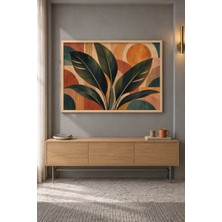 Tontilika Yeşil Palmiye Yaprakları Art Deco Yaylar Ahşap Çerçeveli Duvar Tablosu