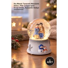 Yenilig 2 Adet Mini Işıklı Kar Küresi – Kış Masalı Tasarımlı Masaüstü Dekor, Pille Çalışan Işıklı Snow Globe, Romantik Hediye