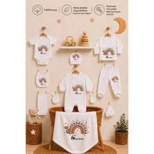 Pia Baby Isimli Kız Bebek Hastane Çıkışı 10 Parça %100 Pamuk Organik Baskılı Kişiye Özel Set