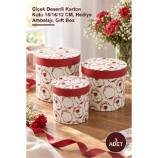 Yenilig 3 Adet 3'lü Karton Hediye Kutusu Seti – Çiçek Desenli Karton Kutu 18/16/12 Cm, Hediye Ambalajı, Gift Box