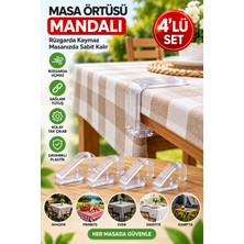 Open Home Concept Şeffaf Masa Örtüsü Mandalı 4’lü Set – Kaymaz, Rüzgara Dayanıklı, Piknik & Balkon Masa Sabitleyici