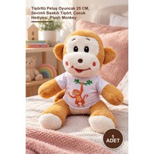 Yenilig 1 Adet Peluş Maymun – Tişörtlü Peluş Oyuncak 25 Cm, Sevimli Baskılı Tişört, Çocuk Hediyesi, Plush Monkey