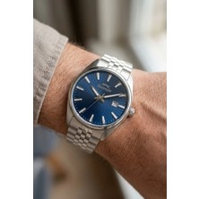 Slazenger Lacivert Kadranlı Gümüş Erkek Kol Saati | 41 mm Paslanmaz Çelik Kasa, Çelik Kordon, 10 Atm
