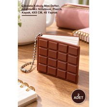 Yenilig 2 Adet Mini Çiftli Çikolata Not Defteri – Çikolata Kokulu Mini Defter, Anahtarlıklı Notebook, Plastik Kapak, 4x5 Cm, 48 Yaprak