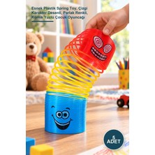 Yenilig 5 Adet Baskılı Stres Yayı Oyuncak – Esnek Plastik Spring Toy, Çizgi Karakter Desenli, Parlak Renkli, Komik Yüzlü Çocuk Oyuncağı