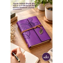 Yenilig 4 Adet Yaprak Motifli Hatıra Defteri – Yaprak Desenli Büyük Boy 18.5 x 12.5 cm Karışık Renk Günlük Notebook Journal