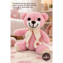 Yenilig 3 Adet Peluş Ayıcık – Pembe Peluş Oyuncak Ayıcık Atkılı Tasarım 25 cm Child Gift Plush Bear Scarf Soft Toy