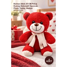 Yenilig 4 Adet Peluş Ayıcık – Kırmızı Atkılı 25 cm Peluş Kumaş Dekoratif Oyuncak, Plush Teddy, Hediye