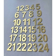 SE-Dizayn Kapı Numarası 10 cm No. 1 Den 24 E Kadar Daire Masa Dolap Numarası Fırcalı Gold Kendinden Yapışkanlı