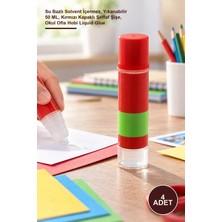 Yenilig 4 Adet Sıvı Yapıştırıcı – Su Bazlı Solvent Içermez, Yıkanabilir 50 Ml, Kırmızı Kapaklı Şeffaf Şişe, Okul Ofis Hobi Liquid Glue