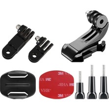 Gplus BS08YVJ 8 Parça Flat Zemin Düz Yüzey Vidalı J-Hook Açılı 3 Yollu Aksiyon Kamera Uyumlu 3m Yapışkanlı Motor Kask Bağlantı Seti