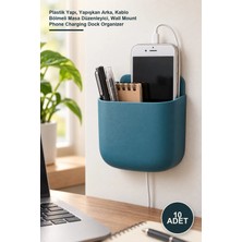 Yenilig 10 Adet Duvara Monte Telefon Şarj Istasyonu – Plastik Yapı, Yapışkan Arka, Kablo Bölmeli Masa Düzenleyici, Wall Mount Phone Charging Dock Organizer
