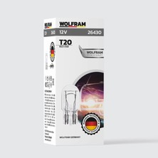 T20 Ampül T20 Jumbo Dipsiz Ampul Çiftli Ampül 12V 21/5W (10 Adet) - WOLFRAM 26430
