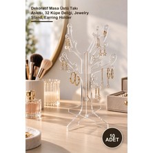 Yenilig 10 Adet Ağaç Şeklinde Takı Standı – Dekoratif Masa Üstü Takı Askısı, 32 Küpe Deliği, Jewelry Stand, Earring Holder