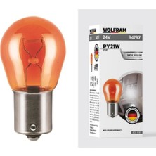 Ampül PY21W 24V 21W 93 Yan Tırnak Sarı Uzun Ömürlü (10 Adet) - WOLFRAM 34797