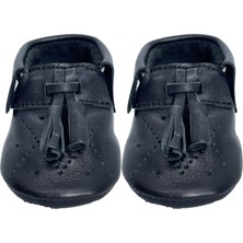 Evokids Hakiki Deri Parlak Siyah  Bebek Patiği
