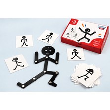 Poppy Toys Black Man / Bionic Man Çöp Adam Eğitici Aktivite ve Şekil Eşleştirme Oyuncağı- Kartlı Mekanik Dikkat ve