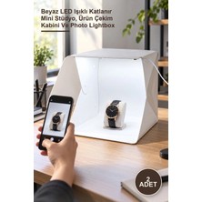 Yenilig 2 Adet Ürün Fotoğraf Çekim Çadırı – Beyaz LED Işıklı Katlanır Mini Stüdyo, Ürün Çekim Kabini ve Photo Lightbox
