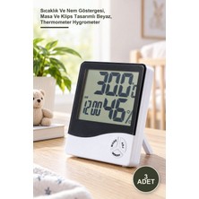 Yenilig 3 Adet Dijital Termometre Nem Ölçer – Sıcaklık ve Nem Göstergesi, Masa ve Klips Tasarımlı Beyaz, Thermometer Hygrometer