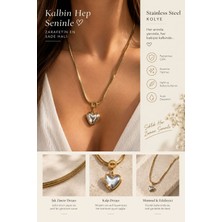 Asna Jewellery Beyaz Kalp Detaylı Gold Kolye