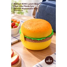 Yenilig 2 Adet Hamburger Tasarımlı Beslenme Kabı – Bölmeli Kilitli Lunch Box, Okul Ofis Piknik Için Sevimli Atıştırmalık Kabı