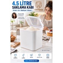 Transformacion 4.5 Lt Geniş Hava Sızdırmaz Şeffaf Kapaklı Beyaz Mutfak Kiler Erzak Un Bakliyat Deterjan Saklama Kabı Düzenleyici Kutu 723708