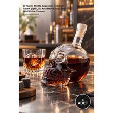 Yenilig 4 Adet Kuru Kafa Cam Şişe – El Yapımı 550 ml Kapasiteli, Dekoratif Içecek Şişesi, Su Kola Meyve Suyu Için, Skull Bottle Tasarım