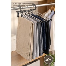 Yenilig 4 Adet Pantolon Askısı – 5 In 1 Krom Dolap Içi Hareketli Sistem, Dikey ve Düz Kullanım, Pantolon Organizer Trouser Hanger