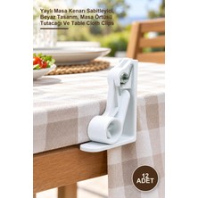 Yenilig 12 Adet Masa Örtüsü Mandalı – Yaylı Masa Kenarı Sabitleyici, Beyaz Tasarım, Masa Örtüsü Tutacağı ve Table Cloth Clips
