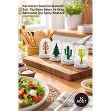 Yenilig 10 Adet Dört Mevsim Baharatlık – Kar Küresi Tasarımlı Baharat Seti, Tuz Biber Şeker ve Otsu Baharatlar Için Spice Shakers