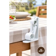 Yenilig 40 Adet Masa Örtüsü Mandalı – Yaylı Masa Kenarı Sabitleyici, Beyaz Tasarım, Masa Örtüsü Tutacağı ve Table Cloth Clips