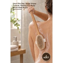 Yenilig 2 Adet Organik Doğal At Kılı Banyo Fırçası – Uzun Düz Sap, Doğal Ahşap Tutacak, Peeling Için Body Brush Bath Brush