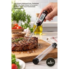 Yenilig 4 Adet Dijital Gıda ve Mutfak Termometresi – LED Ekranlı Daldırmalı Prob, Paslanmaz Çelik Prob, Siyah Gövde ve Koruyucu Saklama Tüpü, Food Thermometer