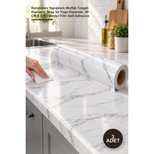 Yenilig 3 Adet Mermer Desenli Yapışkanlı Tezgah Folyosu – Kendinden Yapışkanlı Mutfak Tezgah Kaplama, Suya ve Yağa Dayanıklı, 60 cm x 5 M Counter Film Self-Adhesive