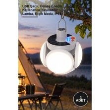 Yenilig 3 Adet Solar 5 Kanatlı Kamp Lambası – USB Şarjlı, Güneş Enerjili Katlanabilir Taşınabilir Lamba, 5 Işık Modu, IP65