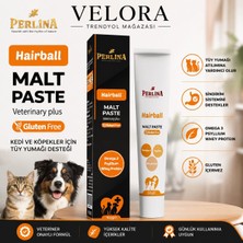 Velora Grup Perlina Hairball Malt Paste 50 G | Kedi ve Köpekler Için Tüy Yumağı Önleyici Sindirim Destekleyici Malt Macun | Omega 3, Psyllium ve Whey Proteinli | Glutensiz