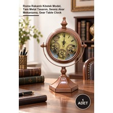 Yenilig 1 Adet Çarklı Masa Saati – Roma Rakamlı Köstek Model, Tam Metal Tasarım, Sessiz Akar Mekanizma, Gear Table Clock