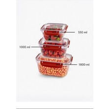 Pileli Store Master Dikdörtgen Saklama Seti 3'lü 550-1000-1800 ml ROYALEKS-30866