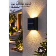 Yenilig 10 Adet Solar Aplik Çift Taraflı Lamba – Güneş Enerjili Duvar Lambası Dış Mekan Bahçe Balkon Aplik Abs Pc Siyah IP65 Solar Wall Light