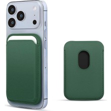 Microsonic Apple iPhone 18 Pro Max Leather Wallet Magsafe Yeşil