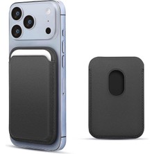 Microsonic Apple iPhone 18 Pro Leather Wallet Magsafe Siyah