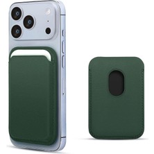 Microsonic Apple iPhone 18 Pro Leather Wallet Magsafe Koyu Yeşil