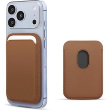 Microsonic Apple iPhone 18 Pro Leather Wallet Magsafe Kahverengi