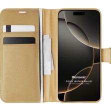 Microsonic Apple iPhone 18 Pro Kılıf Delux Leather Wallet Gold