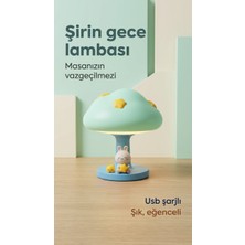 VizyonumVar Concept Şirin Figürlü Mantar Tasarım Gece Lambası - USB Şarjlı Masaüstü Dekoratif Aydınlatma