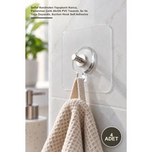 Yenilig 4 Adet Ultra Güçlü Vantuzlu Askı – Şeffaf Kendinden Yapışkanlı Kanca, Paslanmaz Çelik Akrilik Pvc Tasarım, Su ve Yağa Dayanıklı, Suction Hook Self-Adhesive