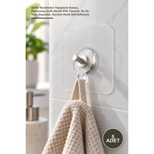 Yenilig 5 Adet Ultra Güçlü Vantuzlu Askı – Şeffaf Kendinden Yapışkanlı Kanca, Paslanmaz Çelik Akrilik Pvc Tasarım, Su ve Yağa Dayanıklı, Suction Hook Self-Adhesive