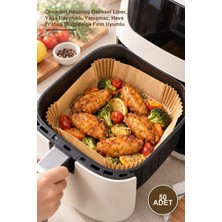 Yenilig 50 Adet Air Fryer Pişirme Kağıdı – Önceden Kesilmiş Dairesel Liner, Yağa Dayanıklı, Yapışmaz, Hava Fritözü Mikrodalga Fırın Uyumlu