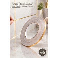 Yenilig 10 Adet Fayans Arası Şerit Bant – Kendinden Yapışkanlı Gold 0,5 cm x 50 Metre, Duvar ve Karo Zemin, Dekor Tape Self-Adhesive Tile Strip